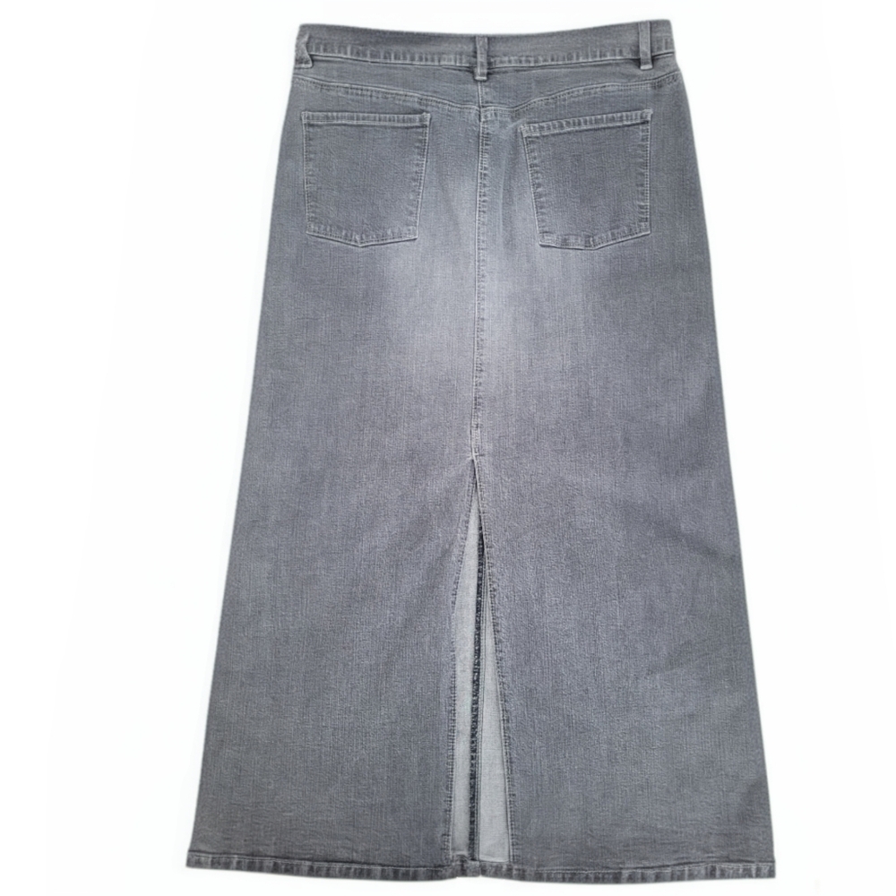 Y2K Calvin Klein Vintage Black Denim Maxi Skirt Western Wash - Picture 7 of 9